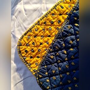 Valdrôme France Quilted Cotton Place Mats 2X Yellow Blue Provençal Print VTG